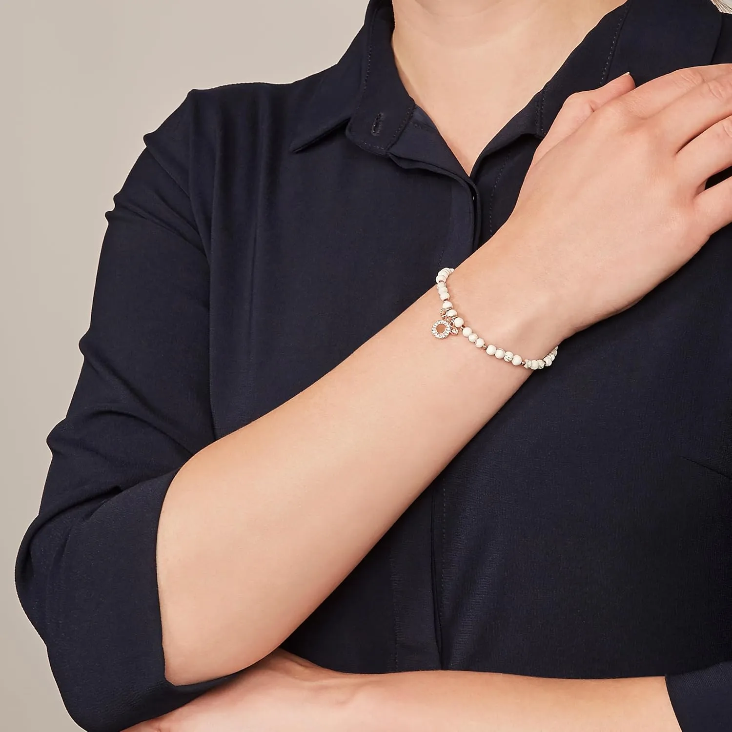 Fossil Women's Rose Gold-Tone Stainless Steel Chain or Beaded Bracelet for Women