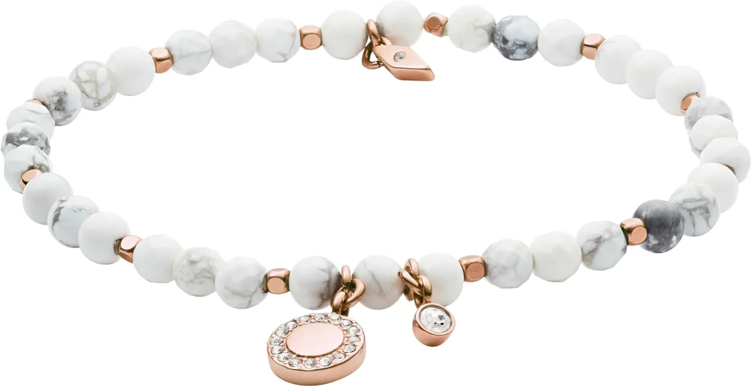 Fossil Women's Rose Gold-Tone Stainless Steel Chain or Beaded Bracelet for Women