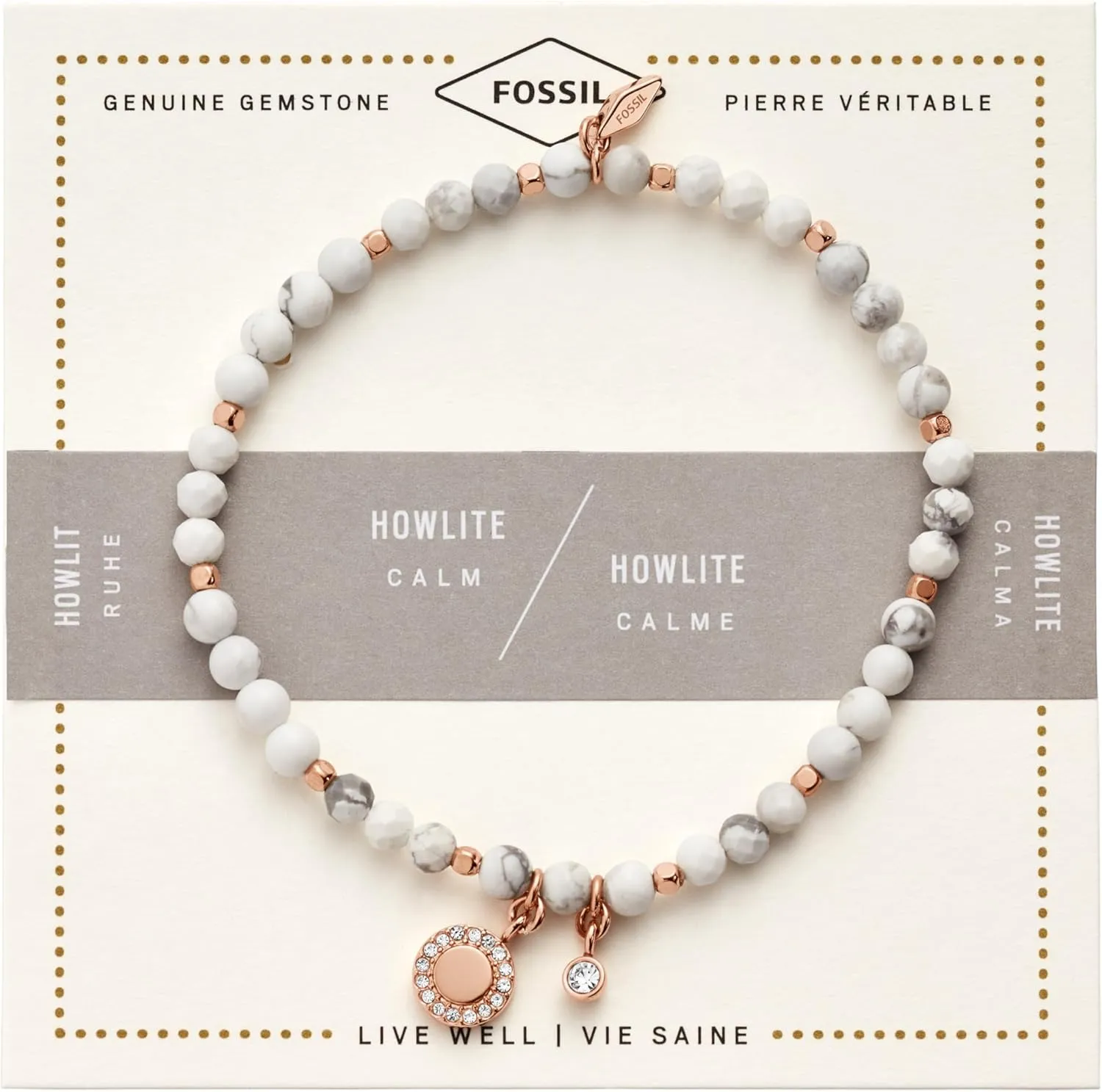 Fossil Women's Rose Gold-Tone Stainless Steel Chain or Beaded Bracelet for Women