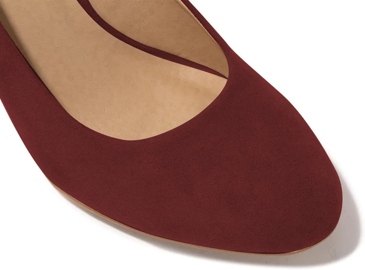 FOWT Women's Classic Wedge Pumps Basic Closed Almond Toe Thick High Heels Slip On Comfy Shoes Casual Dress Comfort Soft Walking Shoes, Nude US Size 4-16 M