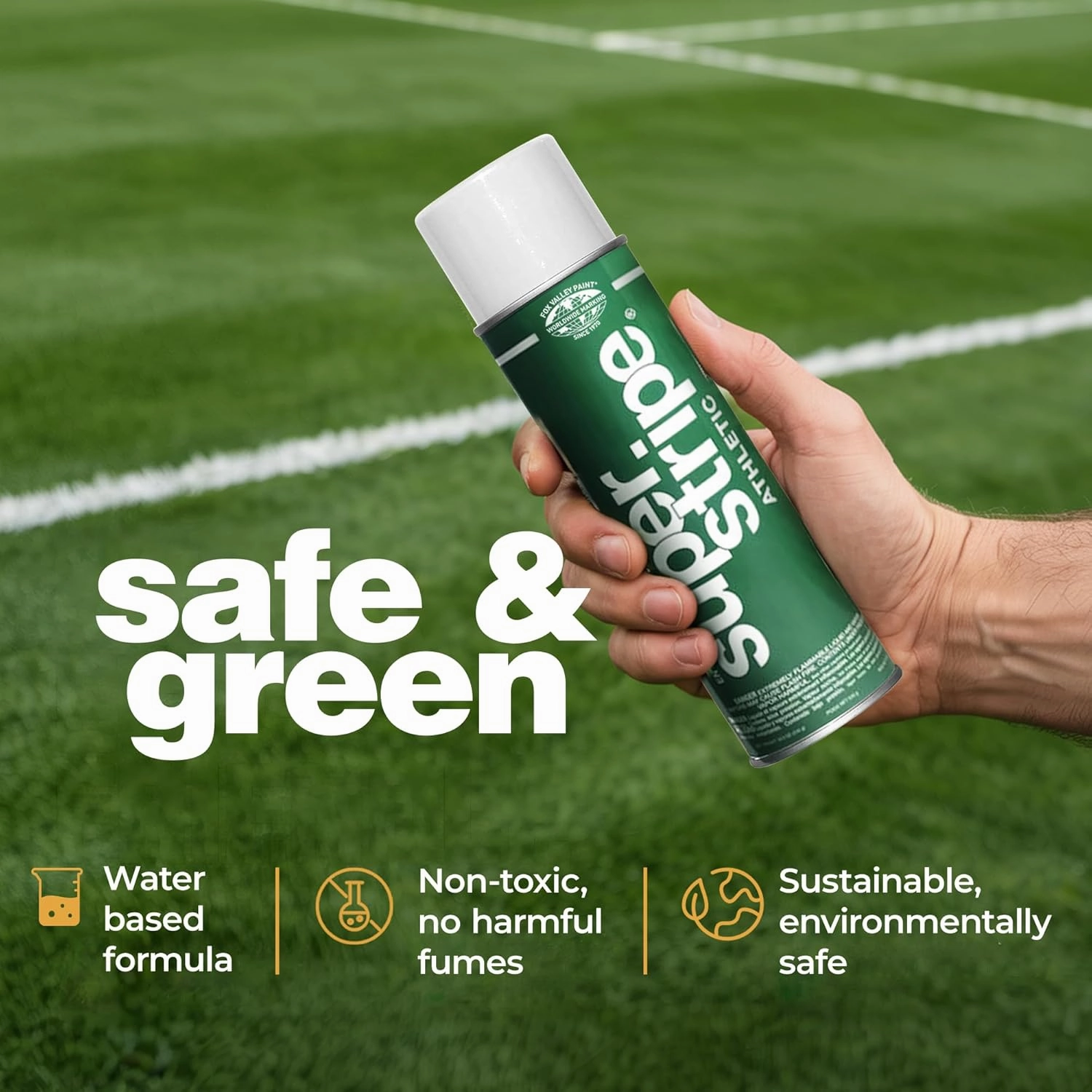 Fox Valley Athletic Field Marking Spray Paint – Water-Based Marking Paint, Vibrant, Fast-Drying & Long-Lasting – For Grass, Turf, Dirt, Sports & Outdoor Fields – Athletic White, 18 oz (12-Pack)