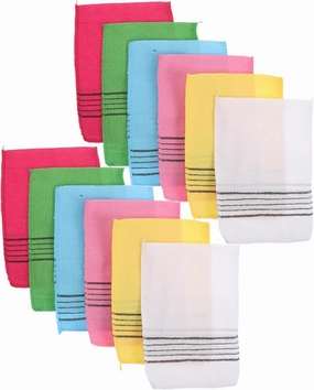 FRCOLOR 12pcs Exfoliating Body Scrubber Towels Sauna Bath Cloths Cleaning Washcloth Shower Back Scrubber Colorful Rough Texture Bathing Sponge Net Skin Smoother for Gym Spa