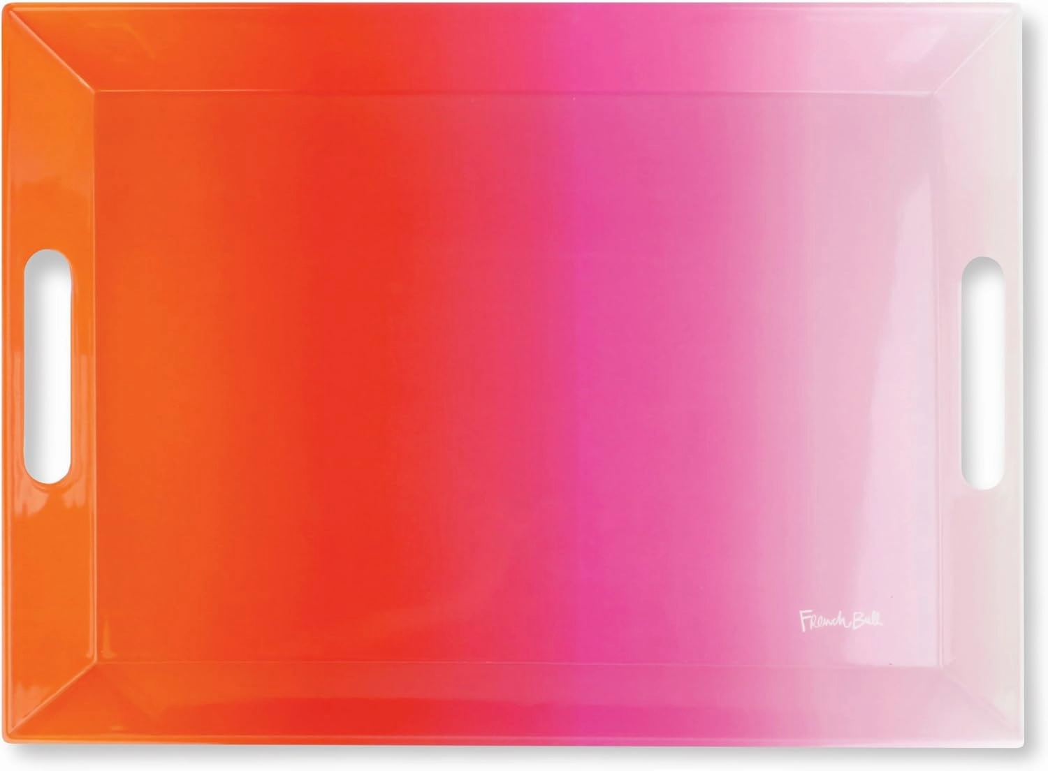 French Bull Large Melamine Tray, 19” -Designer Fun Vibrant Colorful Rectangular Dinnerware, Food Serving Platter- Indoor and Outdoor Entertaining, Shatterproof, BPA Free, Pink Ombre (72821)