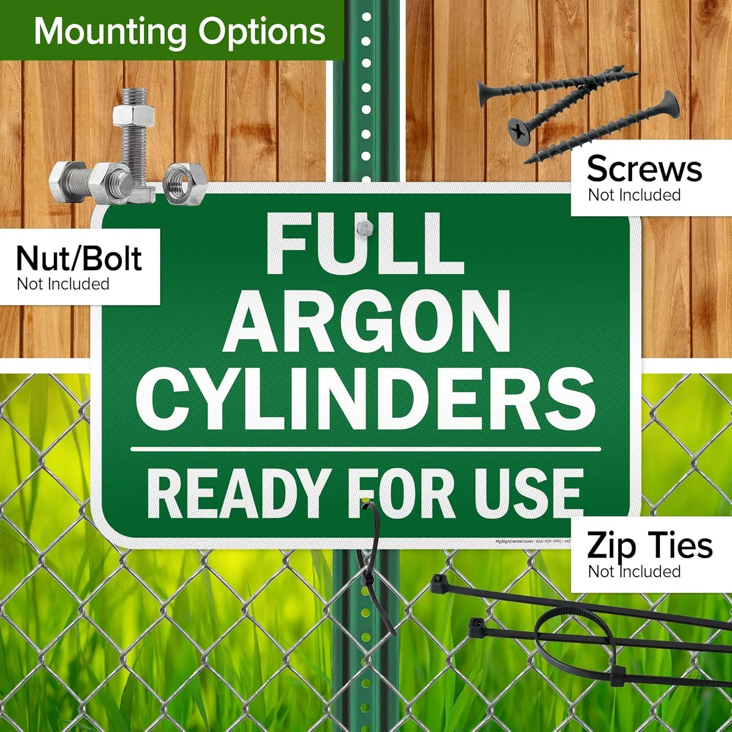 Full Argon Cylinders Sign, 12x18 Inches, 3M EGP Reflective .063 Aluminum, Fade Resistant, Made in USA by My Sign Center