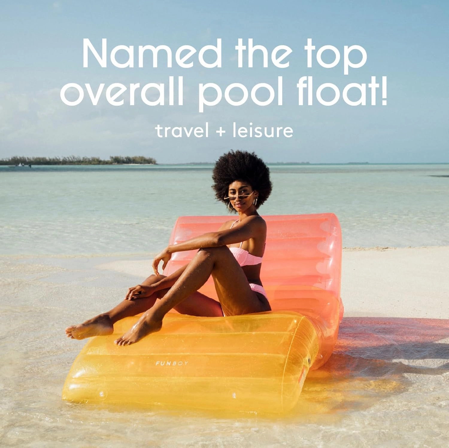 FUNBOY Giant Inflatable Luxury Clear Rainbow Chaise Lounger, Chair Pool Float for Adults, Perfect for a Summer Pool Party