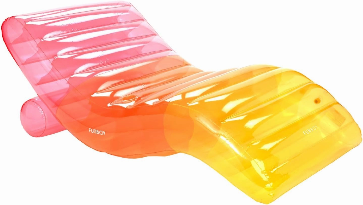 FUNBOY Giant Inflatable Luxury Clear Rainbow Chaise Lounger, Chair Pool Float for Adults, Perfect for a Summer Pool Party