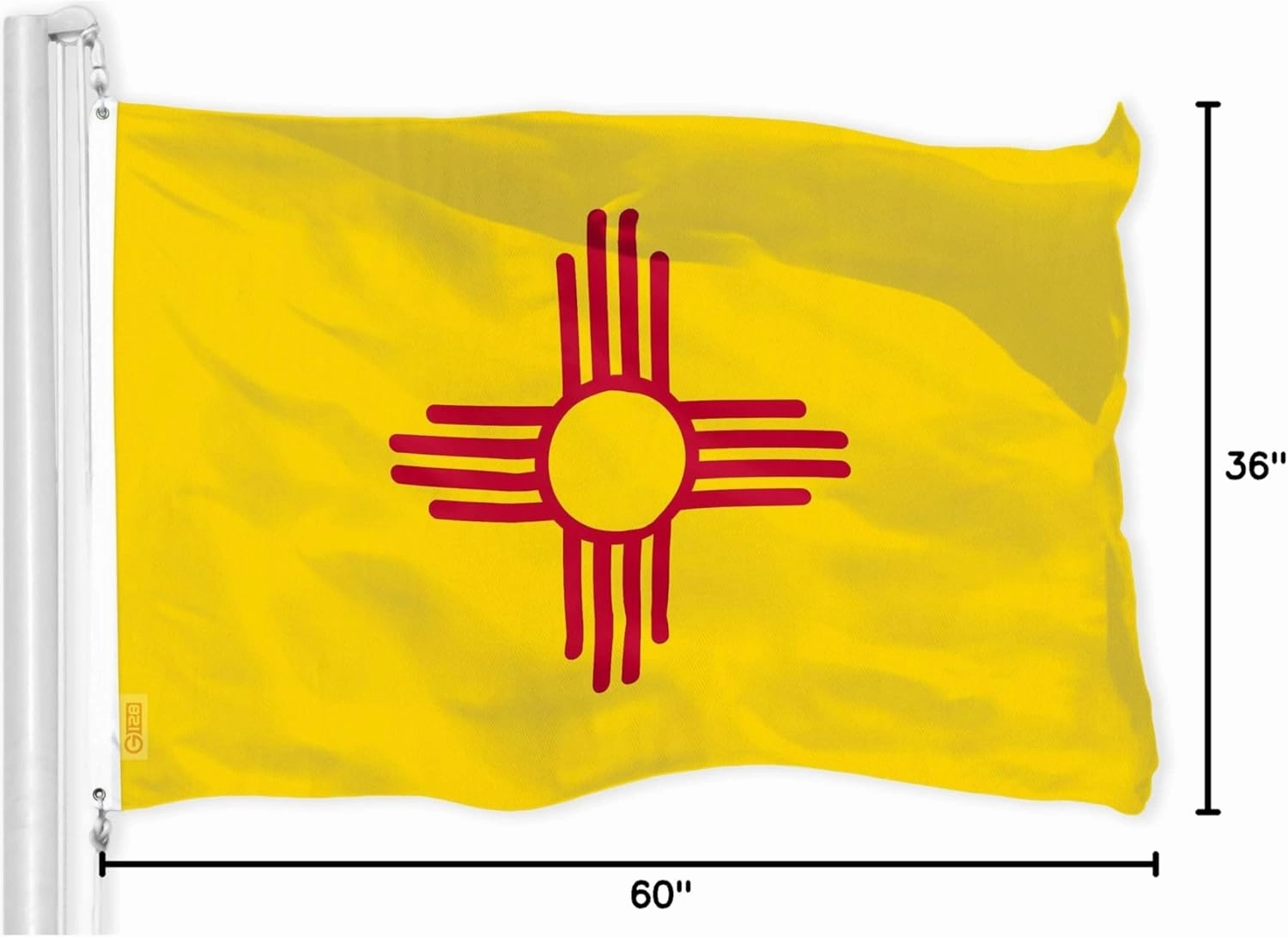G128 New Mexico NM State Flag | 3x5 Ft | LiteWeave Pro Series Printed 150D Polyester | Indoor/Outdoor, Vibrant Colors, Brass Grommets, Thicker and More Durable Than 100D 75D Polyester