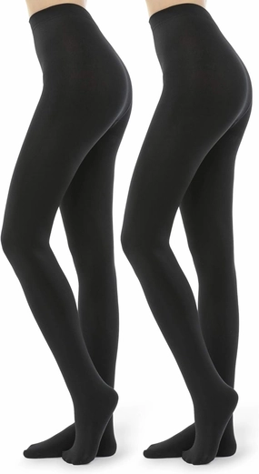 G&Y 2 Pairs Fleece Lined Tights for Women - 100D Opaque Warm Winter Pantyhose