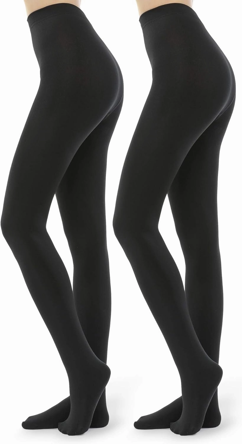 G&Y 2 Pairs Fleece Lined Tights for Women - 100D Opaque Warm Winter Pantyhose