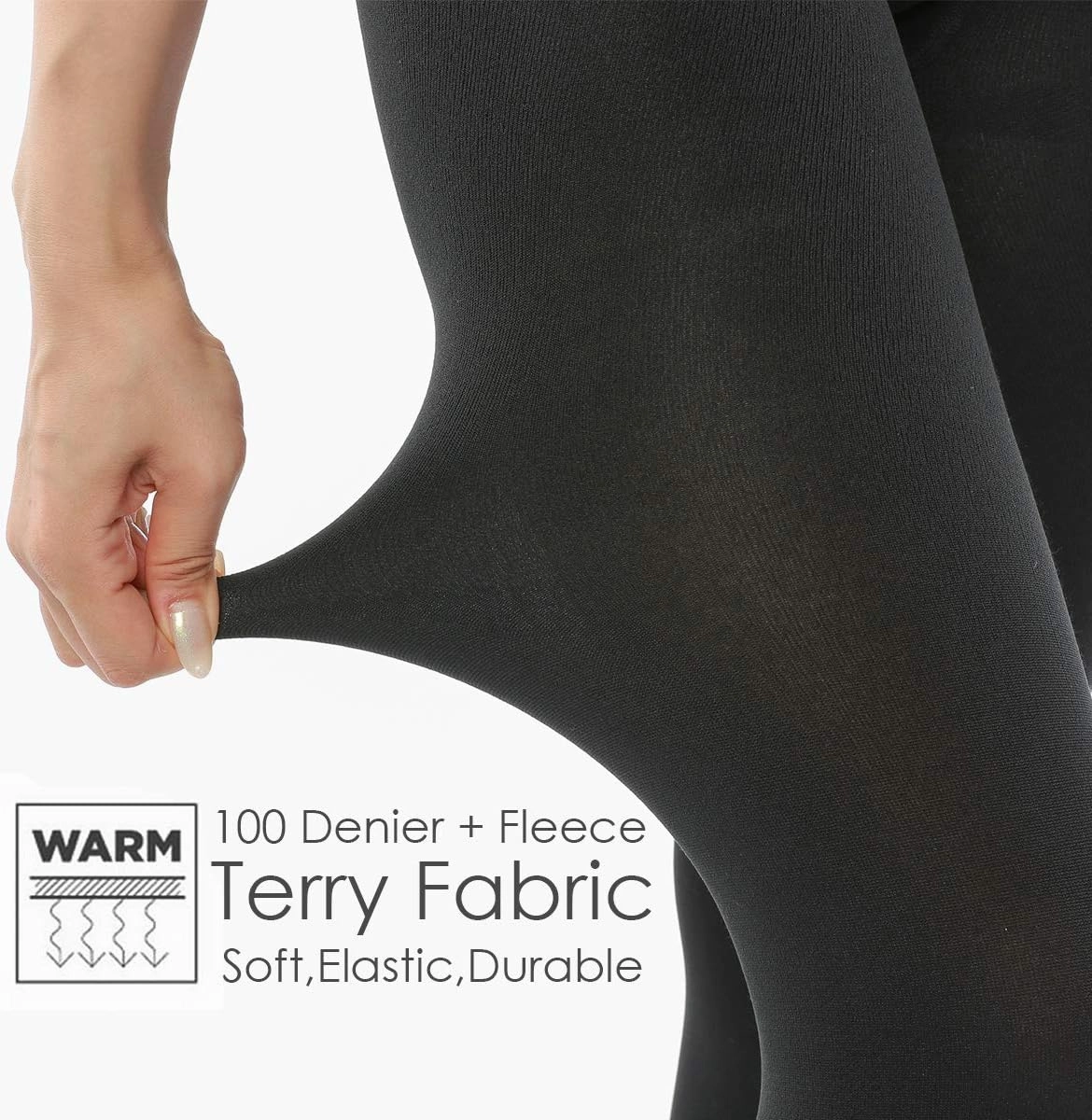 G&Y 2 Pairs Fleece Lined Tights for Women - 100D Opaque Warm Winter Pantyhose