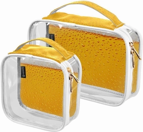 GAIGEO Fresh Beer Dewy Glass Texture Clear Makeup Bag Set, Clear Liquid Travel Bag Tsa Approved, Travel Accessories Bags, 2 Pack