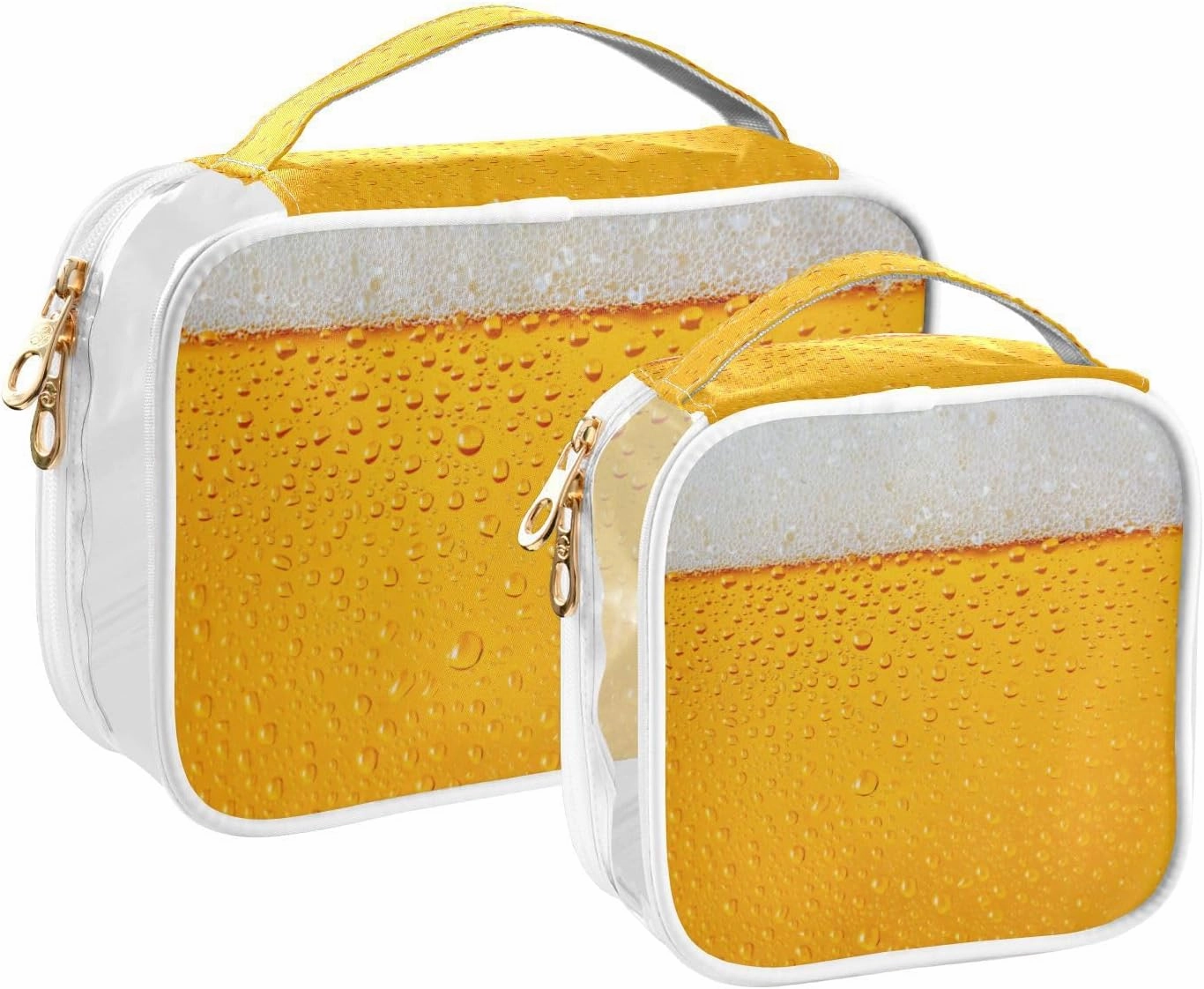GAIGEO Fresh Beer Dewy Glass Texture Clear Makeup Bag Set, Clear Liquid Travel Bag Tsa Approved, Travel Accessories Bags, 2 Pack