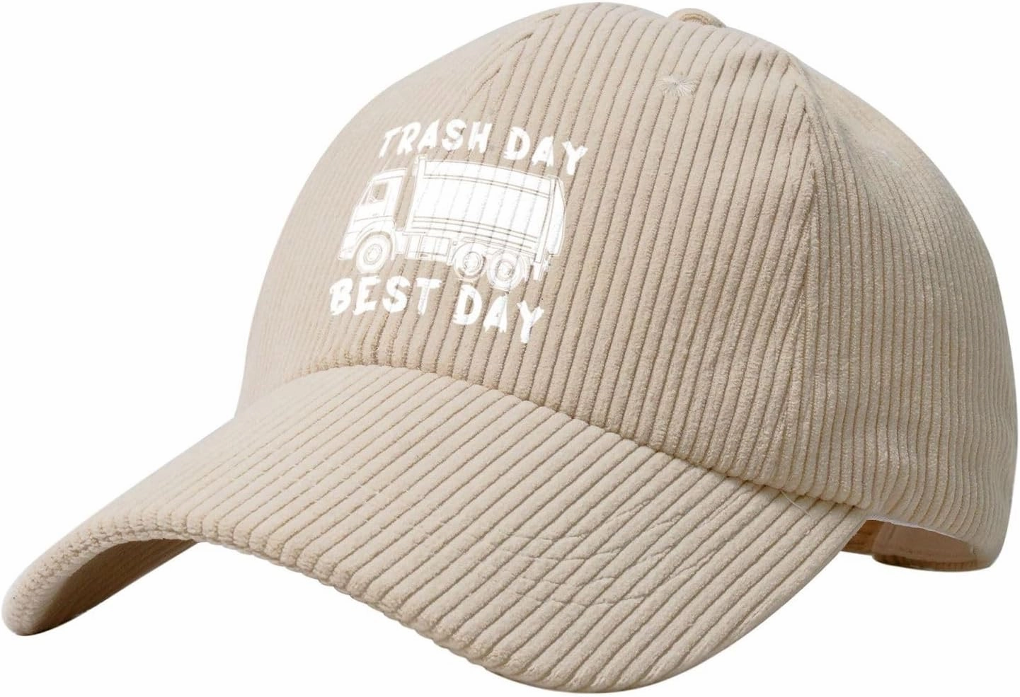 Garbage Day is The Best Day Corduroy Baseball Cap Adjustable Outdoor Sports Hat Trucker Caps3 Beige