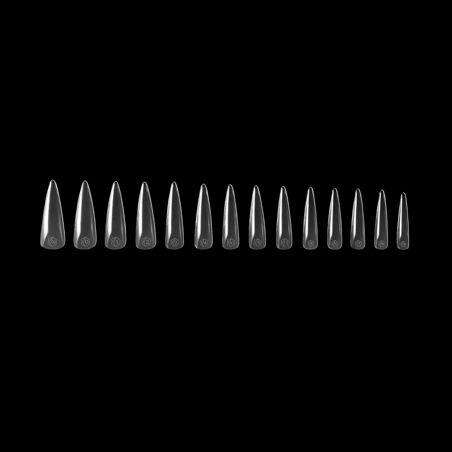 Gel-X® Sculpted Stiletto Extra Long Box of Tips | Premium Quality, 14 Sizes 00-9 | Half-sizes Included (Clear, 350)