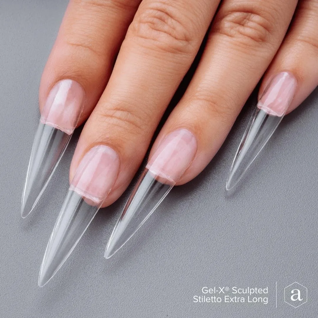 Gel-X® Sculpted Stiletto Extra Long Box of Tips | Premium Quality, 14 Sizes 00-9 | Half-sizes Included (Clear, 350)