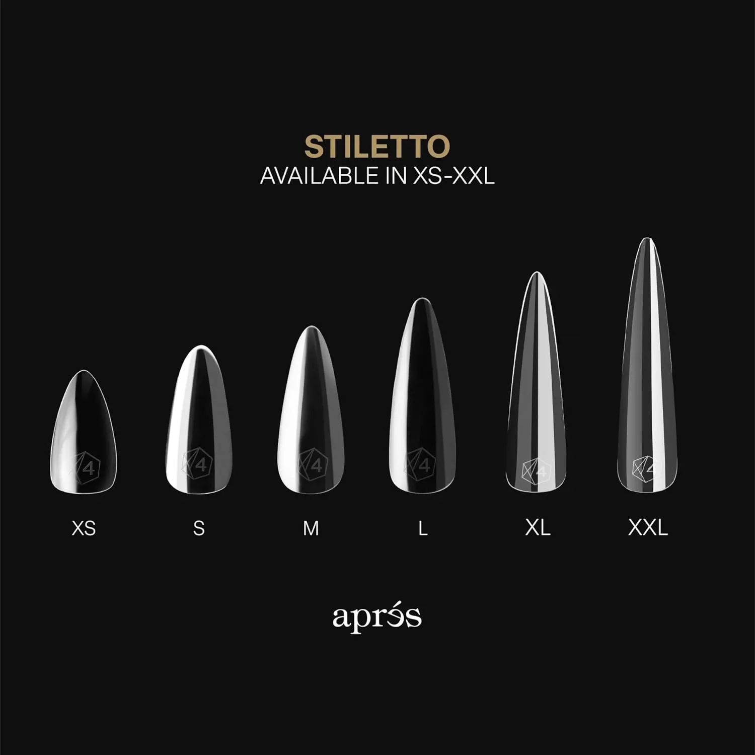 Gel-X® Sculpted Stiletto Extra Long Box of Tips | Premium Quality, 14 Sizes 00-9 | Half-sizes Included (Clear, 350)