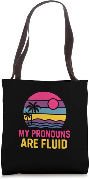 Genderfluid Pride My Pronouns Are Fluid Pink Purple Black Tote Bag