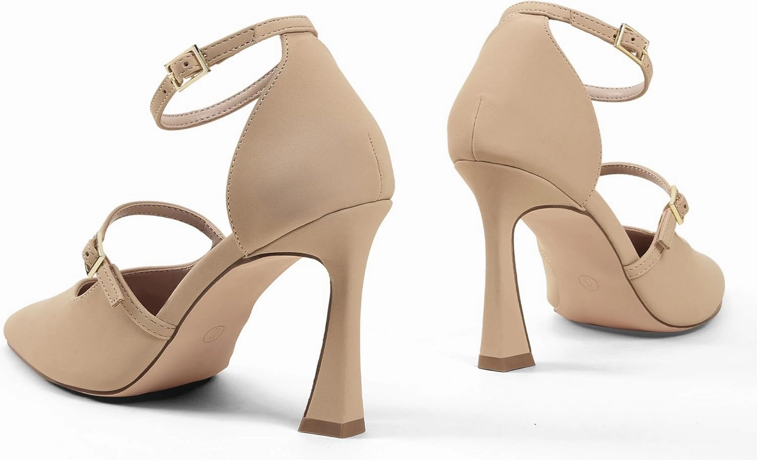 GENSHUO Women's High Heels Closed Toe D'Orsay Stiletto Pointed Toe 3.54 Inch Pumps with Ankle Strap Dress Shoes at Wedding Party Prom Work Dating