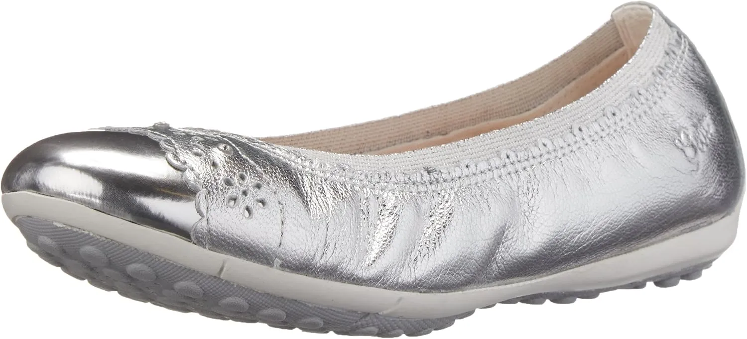 Geox Junior Piuma 40 Ballet Flat (Toddler/Little Kid/Big Kid), Silver, 39 EU (6 M US Big Kid)