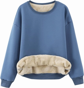 Gihuo Women's Winter Fleece Sherpa Lined Crewneck Pullover Sweatshirt