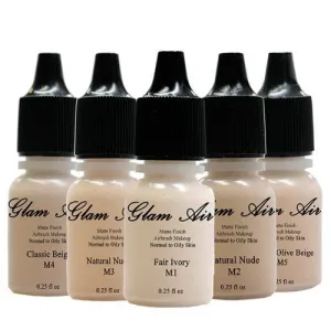 Glam Air Airbrush Water-based Foundation in 5 Assorted Light Matte Shades (for Normal To oily Light/Fair skin)