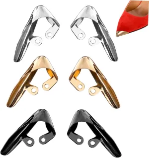 GLEAVI Metal Shoes Pointed Protector：6pcs Solid Color High Heels Cap Pumps Covers for Women Dress Shoes Protection Repair Decoration - Gold, Silver, Black