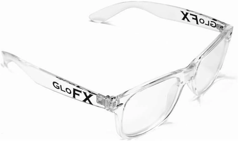 GloFX Ultimate Diffraction Glasses - Clear - 3D Prism Rainbow Effect - Great Edm, Festival, Concert, Fireworks, Christmas Lights, and Rave Accessory - Clear Frames