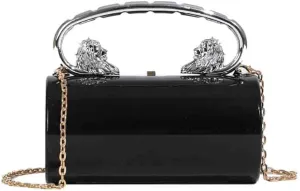 Glossy Acrylic Cylinder Shaped Chain Purse, Novelty Stylish Barrel Shoulder Bag, Versatile Crossbody Bag for Wedding Party