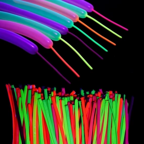Glow King Black Light Reactive Neon Long Balloons | Glow In The Dark Tying Balloons in Assorted Colors | Fun UV Fluorescent Party Gifts | Luminous Animal Ballons for Birthday Decoration – 100 Pack