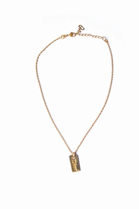 Gold Dog Tag Necklace