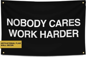 Gold Trident Nobody Cares Work Harder Motivational Gym Banner - Inspire Your Workout with this Banner - Perfect Fitness Wall Decor for Gym, Dorm - Stay Motivated with Cool Motivation Art - 3x5 Feet