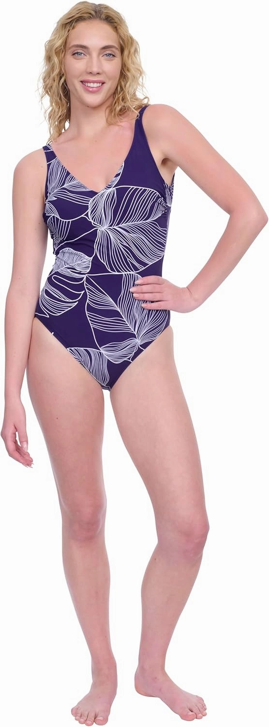 Gottex Women’s V-Neck One Piece Stylish Elegant Versatile Summer Bathing Suit with Soft Cups and Tummy Control Swim Essential