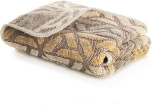 Graccioza Dakar Wash Cloth 12" x 12" - Geometric Sculptured Design in Neutral Earth Tones - Brown, Taupe, and Beige - 100% Cotton Washcloth 650 GSM - Soft Bath and Face Towel - Made in Portugal