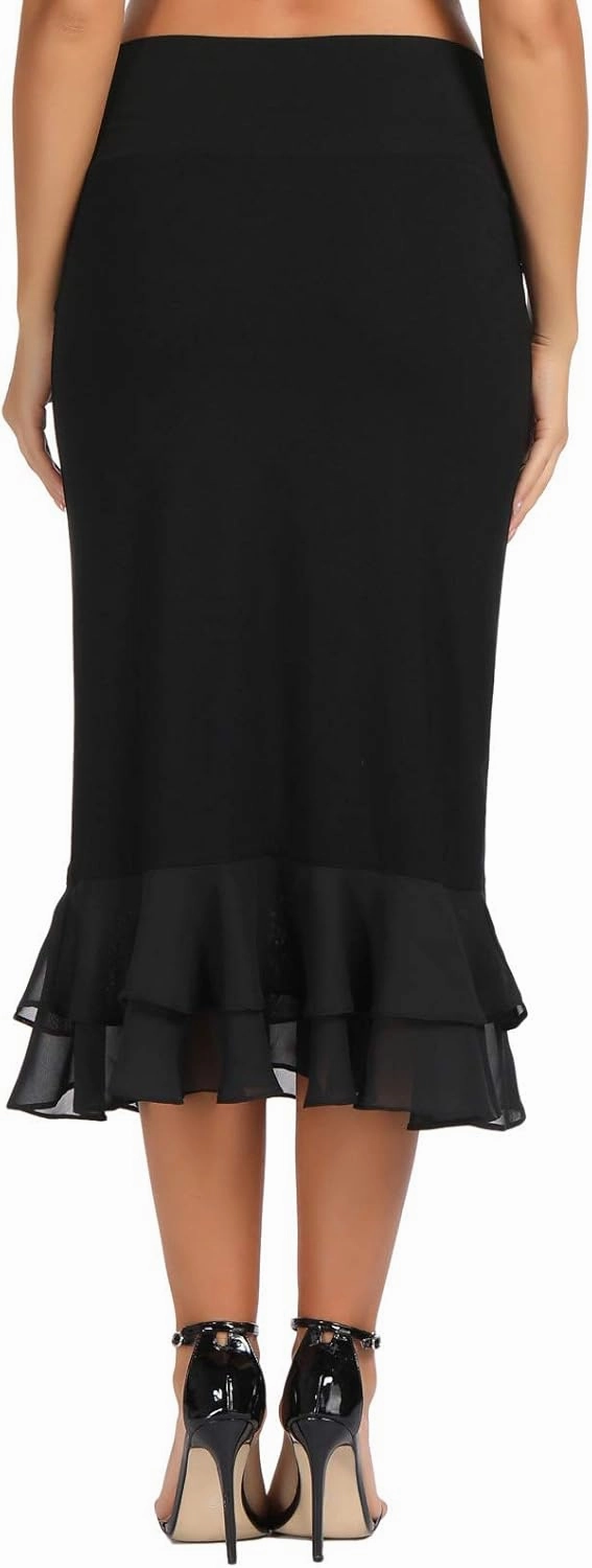 GRACE KARIN Women’s Knee Length Underskirt Ruffled Chiffon Dress Skirt Half Slip Extender S-XXL