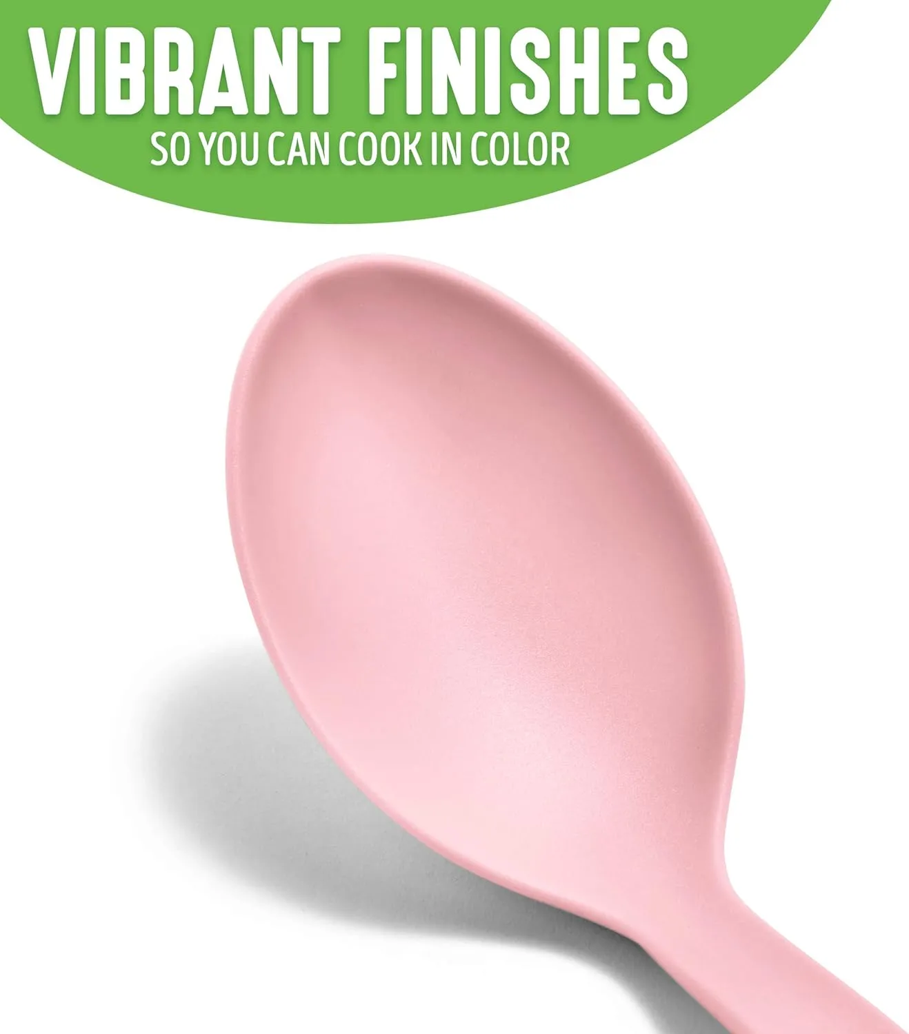 GreenLife Cooking Tools and Utensils, 7 Piece Nylon Set including Spatulas Turner Spoons and Tongs, Heat Resistant Spatula and Spoons, BPA-Free, Pink