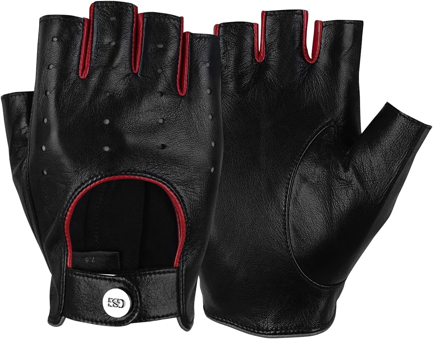 GSG Women Fingerless Leather Gloves - Driving Motorcycle Biker Gloves - Unlined Half Finger