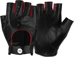 GSG Women Fingerless Leather Gloves - Driving Motorcycle Biker Gloves - Unlined Half Finger