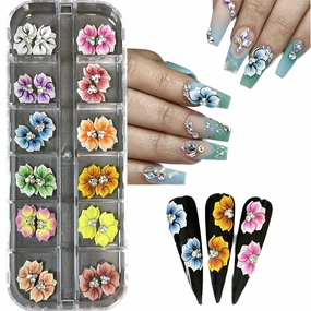 HaFLoNa- Set 24Pcs 3D Sweetheart - Enhance Your Artistic Projects with 3D Acrylic Flowers Handmade For Nail - Short & Medium Size | Exquisite Floral Accents for Crafts and Designs (3D Sweetheart)
