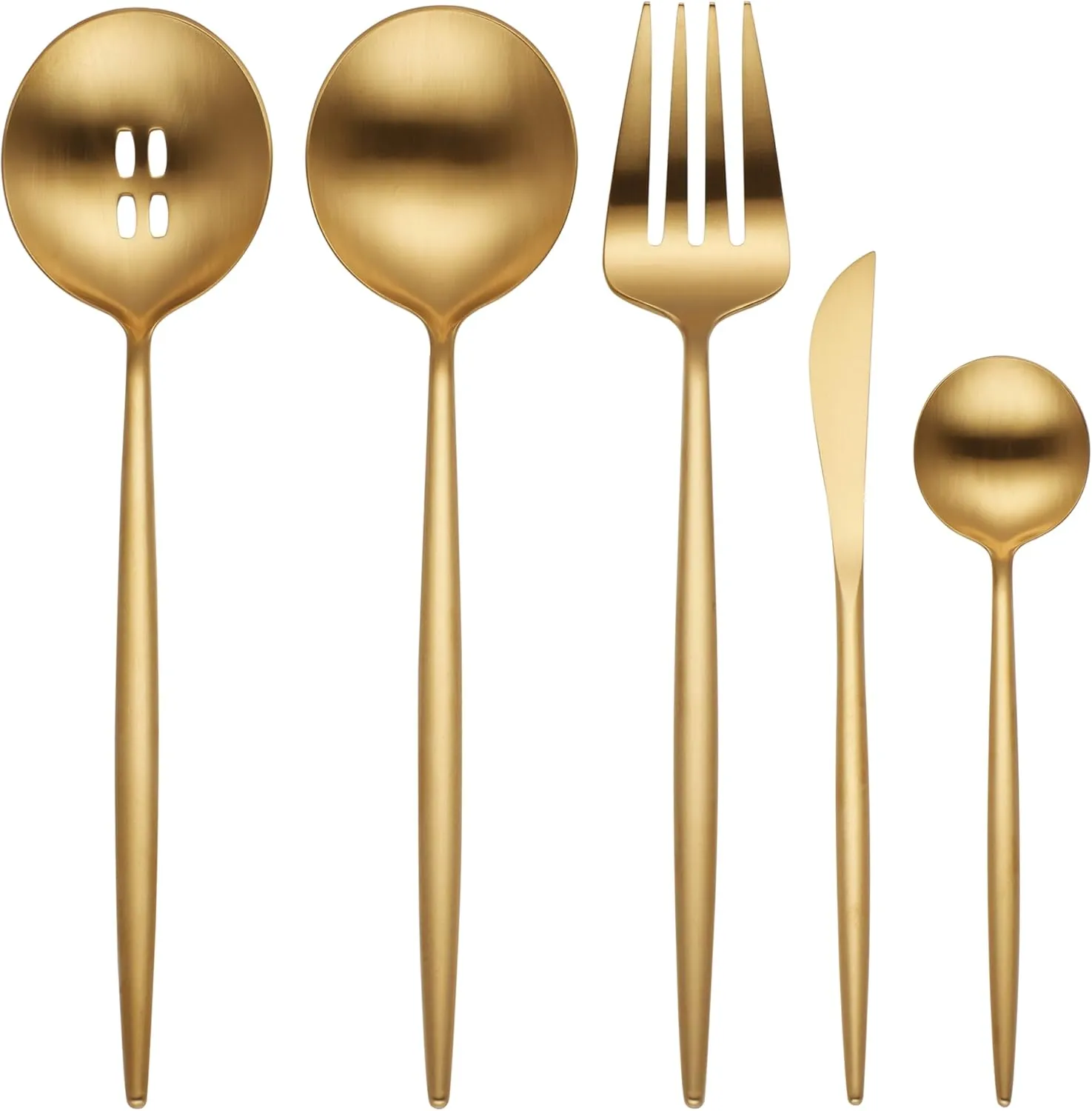 Hampton Forge 894758 Skandia Zephyr Satin Gold 45 Piece Flatware Set, Metallic