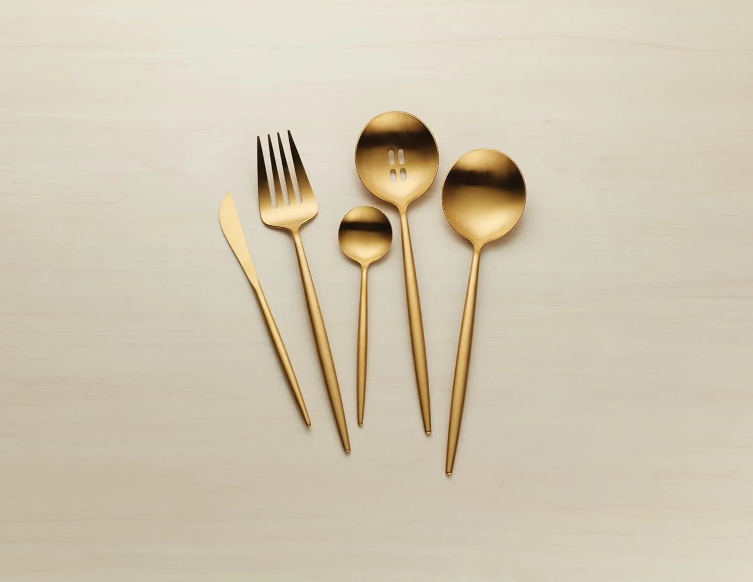 Hampton Forge 894758 Skandia Zephyr Satin Gold 45 Piece Flatware Set, Metallic