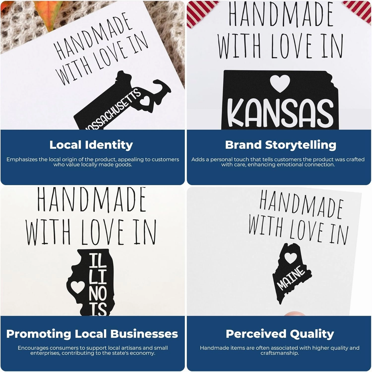 Handmade with Love in South Carolina Stamp - Pre-Inked 1-5/8 Size, South Carolina Residents & Makers, Ideal for Crafting, DIY Projects, and Personalization - Made in SC Stamp, Made in Stamp