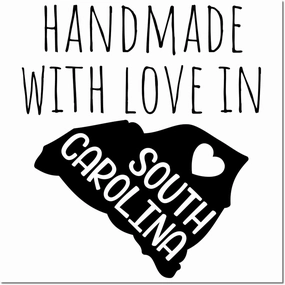 Handmade with Love in South Carolina Stamp - Pre-Inked 1-5/8 Size, South Carolina Residents & Makers, Ideal for Crafting, DIY Projects, and Personalization - Made in SC Stamp, Made in Stamp