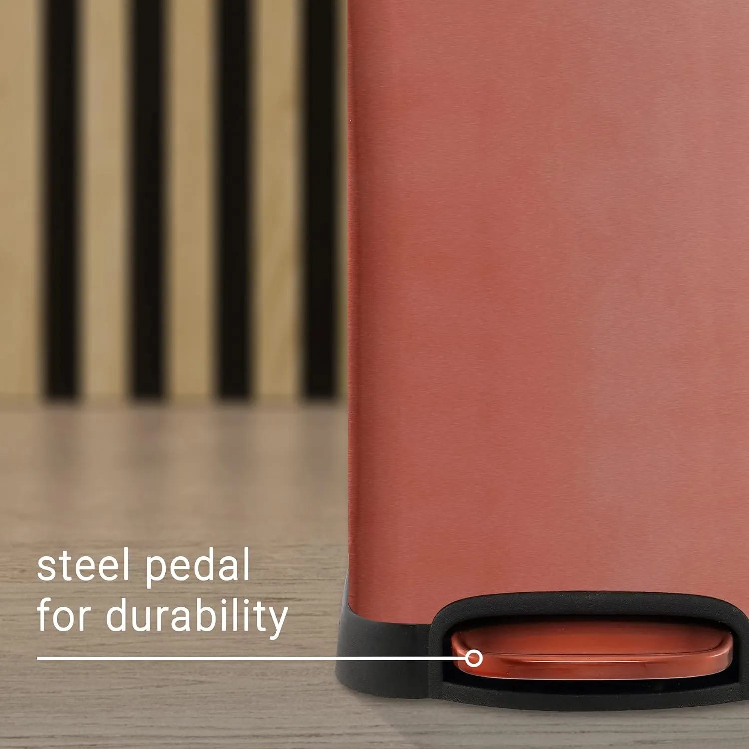 happimess HPM1012D Betty Retro Mini 3.2-Gallon Step-Open Trash Can with Soft-Close Lid, Modern, Minimalistic, Fingerprint Proof for Home, Kitchen, Laundry Room, Office, Bedroom, Bathroom, Rose Gold