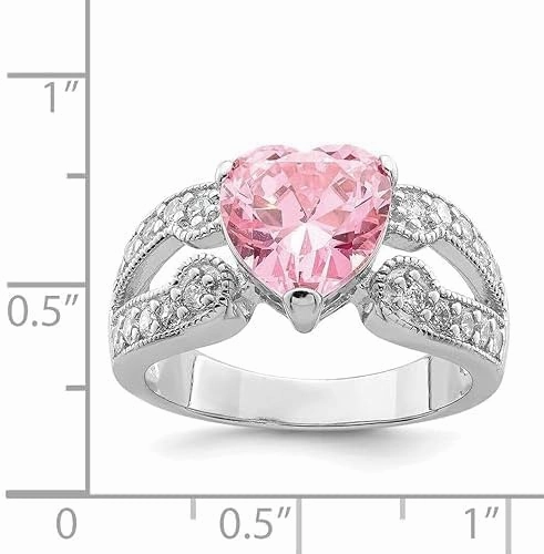 Heart Cut Pink Sapphire Solitaire Engagement Ring, 3Ct Lab Created Stone, 14K White Gold Plated Sterling Silver 925