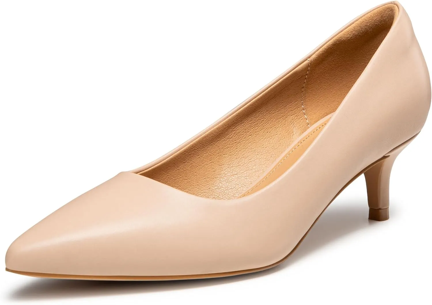 Heel The World Women's Pumps, Black Nude White Gold Brown Kitten Heels for Women 2 inch