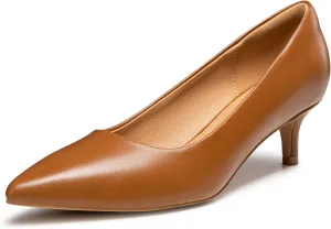Heel The World Women's Pumps, Black Nude White Gold Brown Kitten Heels for Women 2 inch