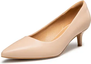 Heel The World Women's Pumps, Black Nude White Gold Brown Kitten Heels for Women 2 inch