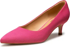 Heel The World Women's Pumps, Black Nude White Gold Brown Kitten Heels for Women 2 inch