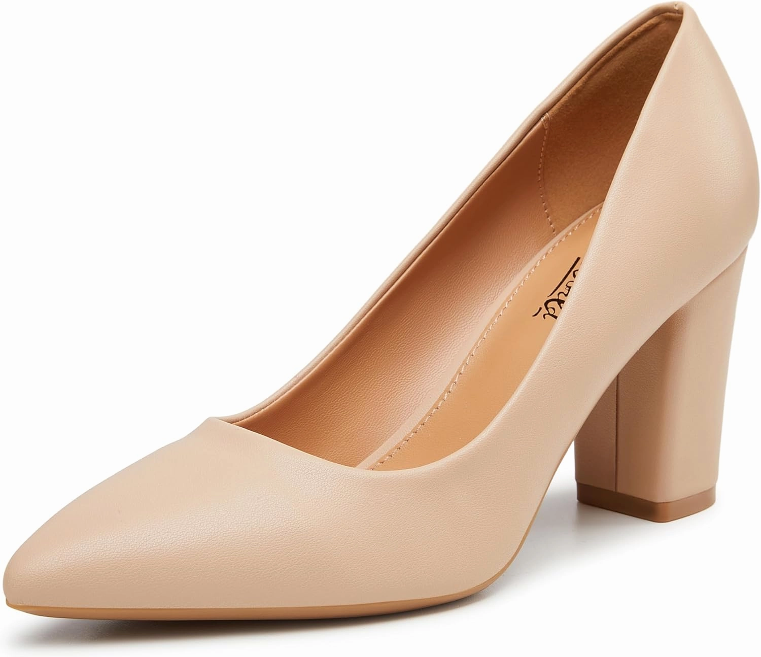 Heel The World Women's High Chunky Block Closed Toe Heels,Slip On Pointed Toe Work Dress Office Wedding Party Pumps Shoes