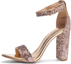 Herstyle Women’s Chunky Block Heels – Open Toe Ankle Strap Sandals, 3.75 Inch High Heels for Wedding, Party & Dressy Occasions – Comfortable Strappy Dress Shoes
